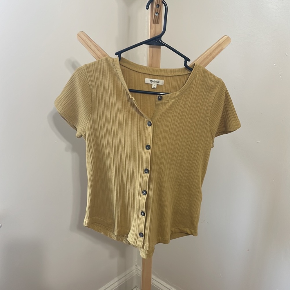 Madewell Pointelle Button Front Slim Tee